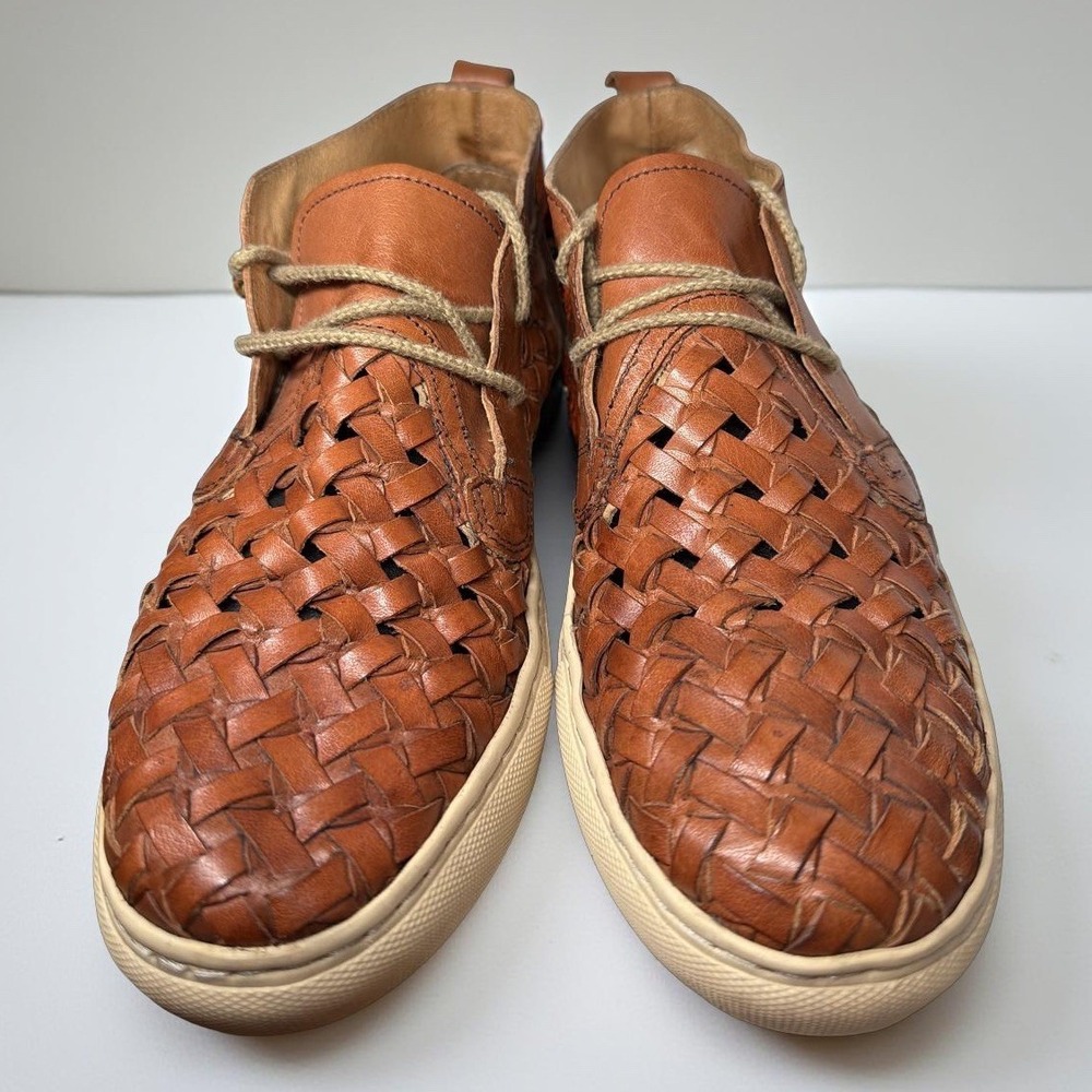 DONALD J PLINER Kastin chestnut leather basketweave lace chukka shoes Men's 9.5